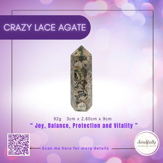 Small Single Terminated CRAZY LACE AGATE Tower Generator