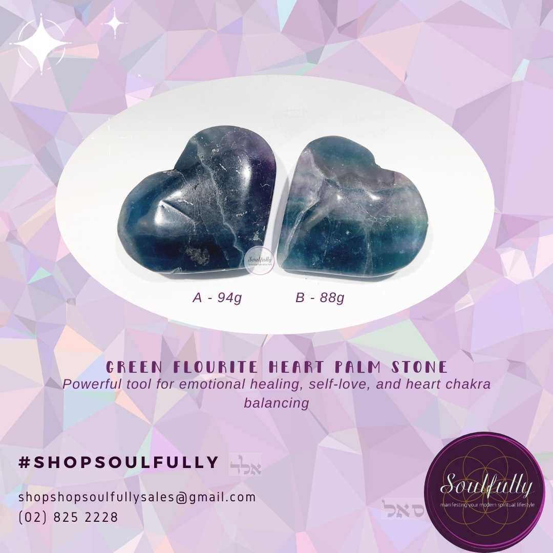 Green Fluorite Heart Shape Palm Stones