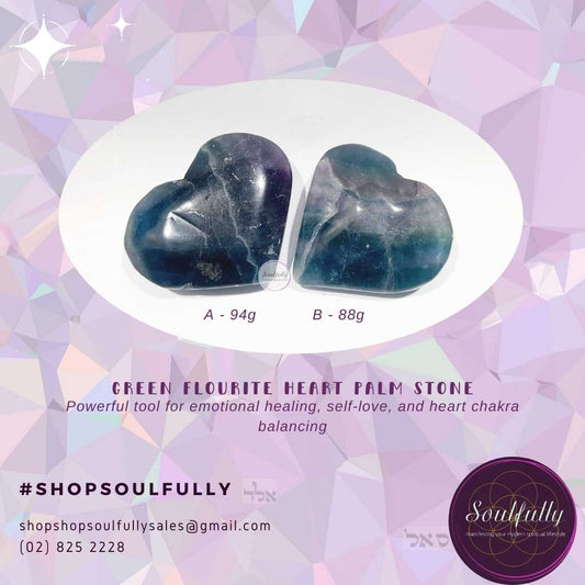 Green Fluorite Heart Shape Palm Stones