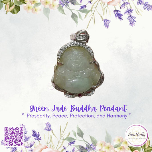 Jade, Green Jade Buddha Pendant with small Stones