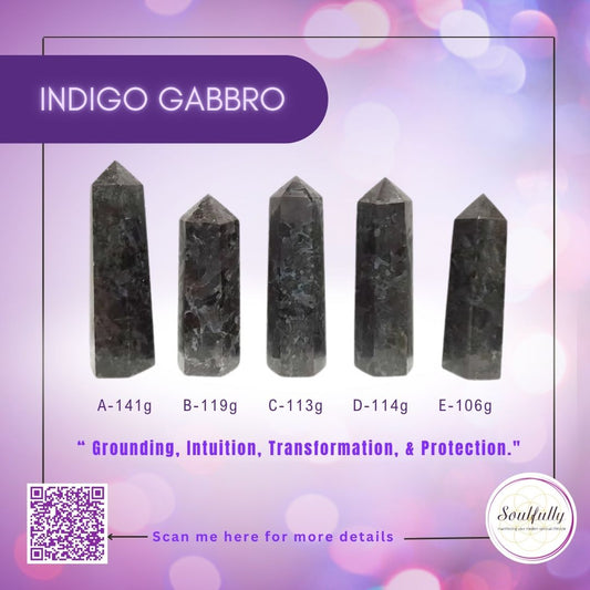 Small Single Terminated INDIGO GABBRO /MYSTIC MERLINITE Tower Generators