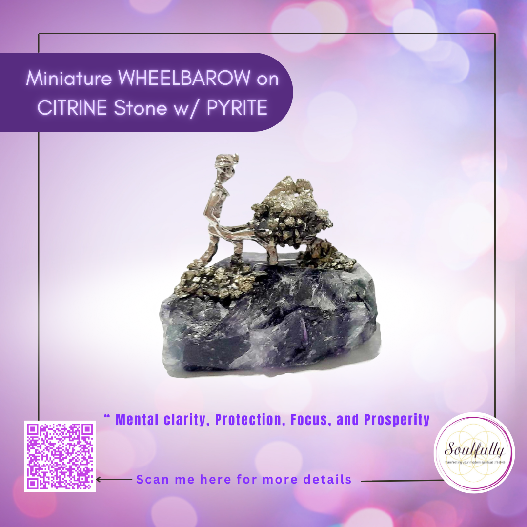 Miniature Figures on Raw Fluorite Stone with Pyrite
