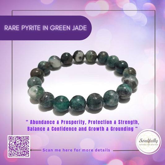 Pyrite in Green Jade (RARE) Bracelet