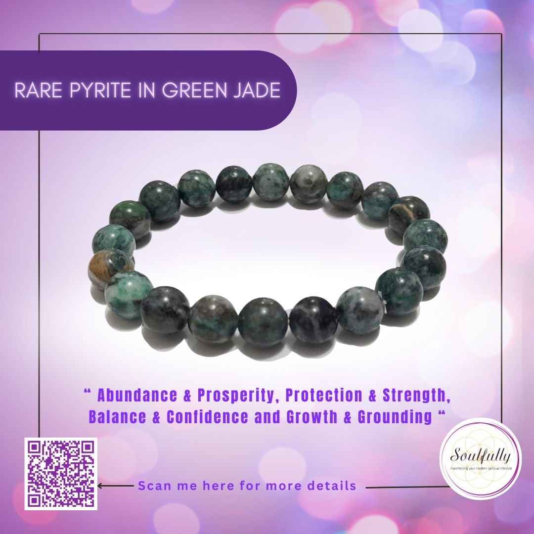 Pyrite in Green Jade (RARE) Bracelet