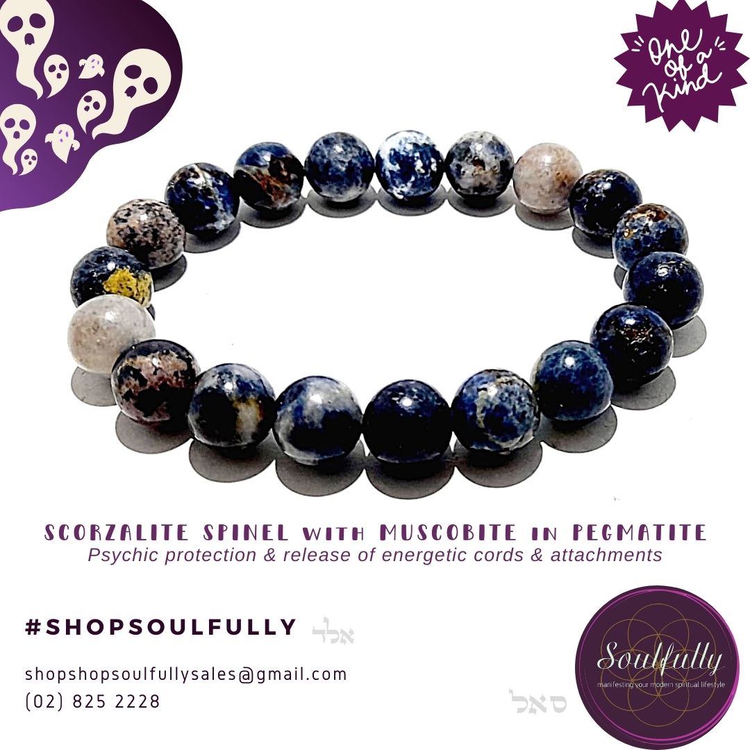 Scorzalite Spinel with Muscovite in Pegmatite RARE Bracelet