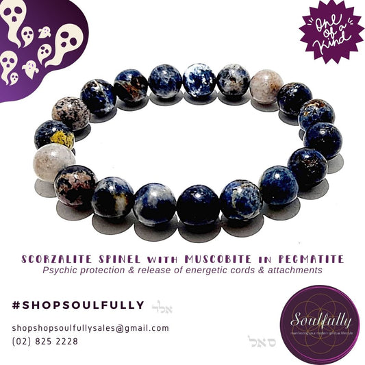 Scorzalite Spinel with Muscovite in Pegmatite RARE Bracelet