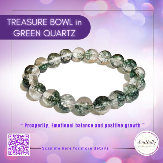 Quartz, Treasure Bowl in Green Quartz Bracelet