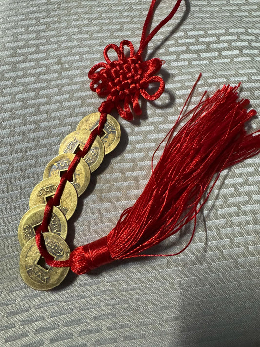 Fengshui Red Mystic Knot with 6 Itching Coins