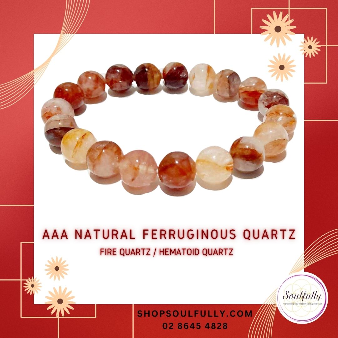 Fire Quartz, Natural Ferruginous/ Hematoid Quartz AAA Bracelet