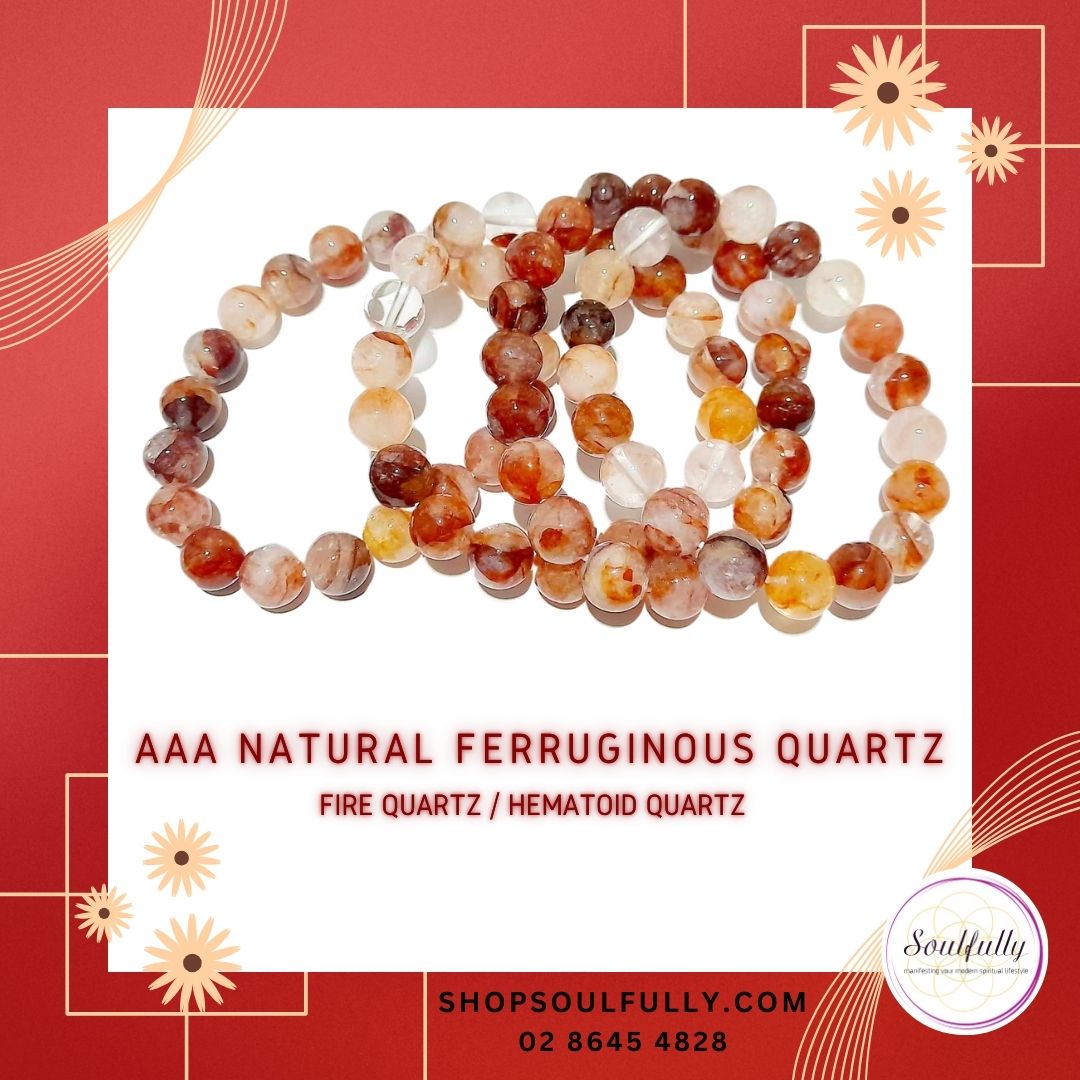 Fire Quartz, Natural Ferruginous/ Hematoid Quartz AAA Bracelet