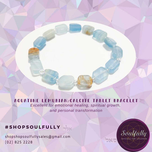 Calcite Aquatine Lemurian Bracelet