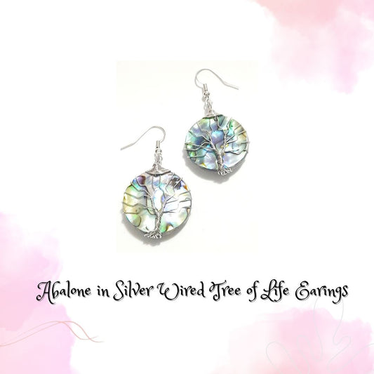 Abalone in Silver Wired Tree of Life Earings