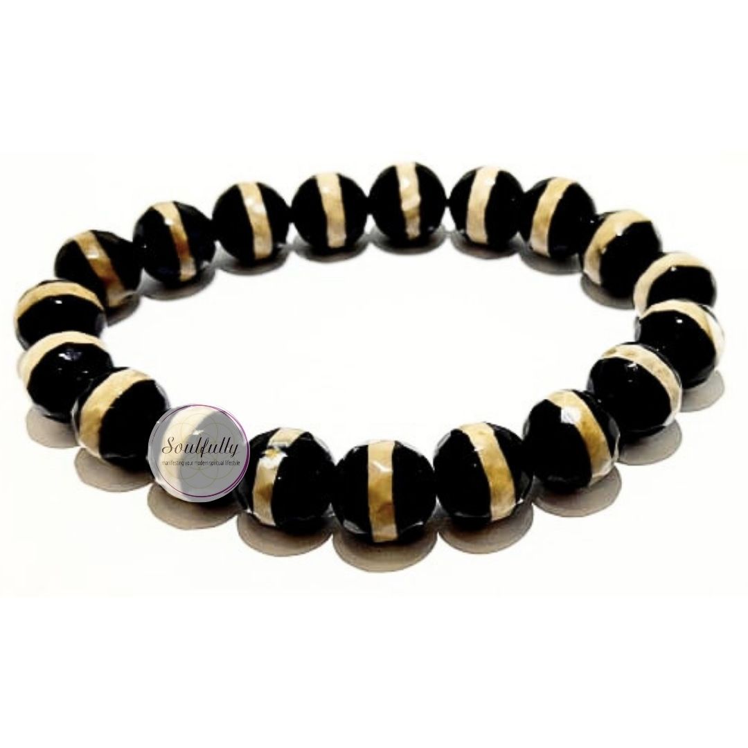 Agate, Black Tuxedo Agate Bracelet