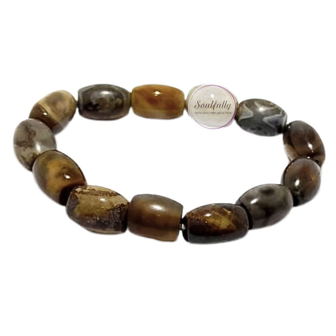 Agate, Brown Barrel Agate Bracelet