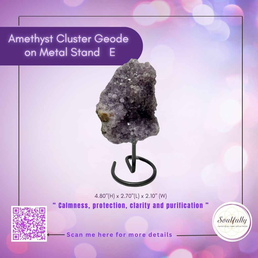 Amethyst Cluster Geode on Metal Stand
