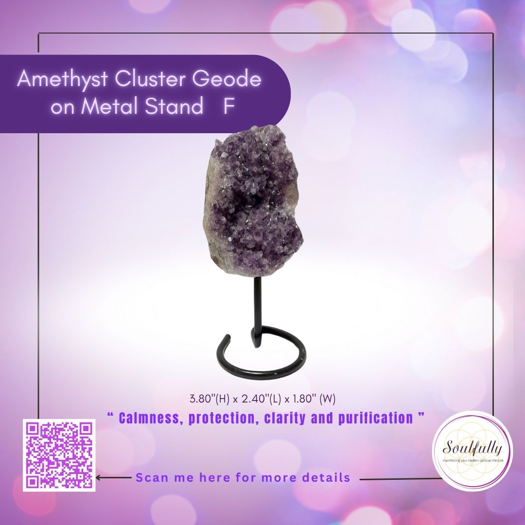Amethyst Cluster Geode on Metal Stand