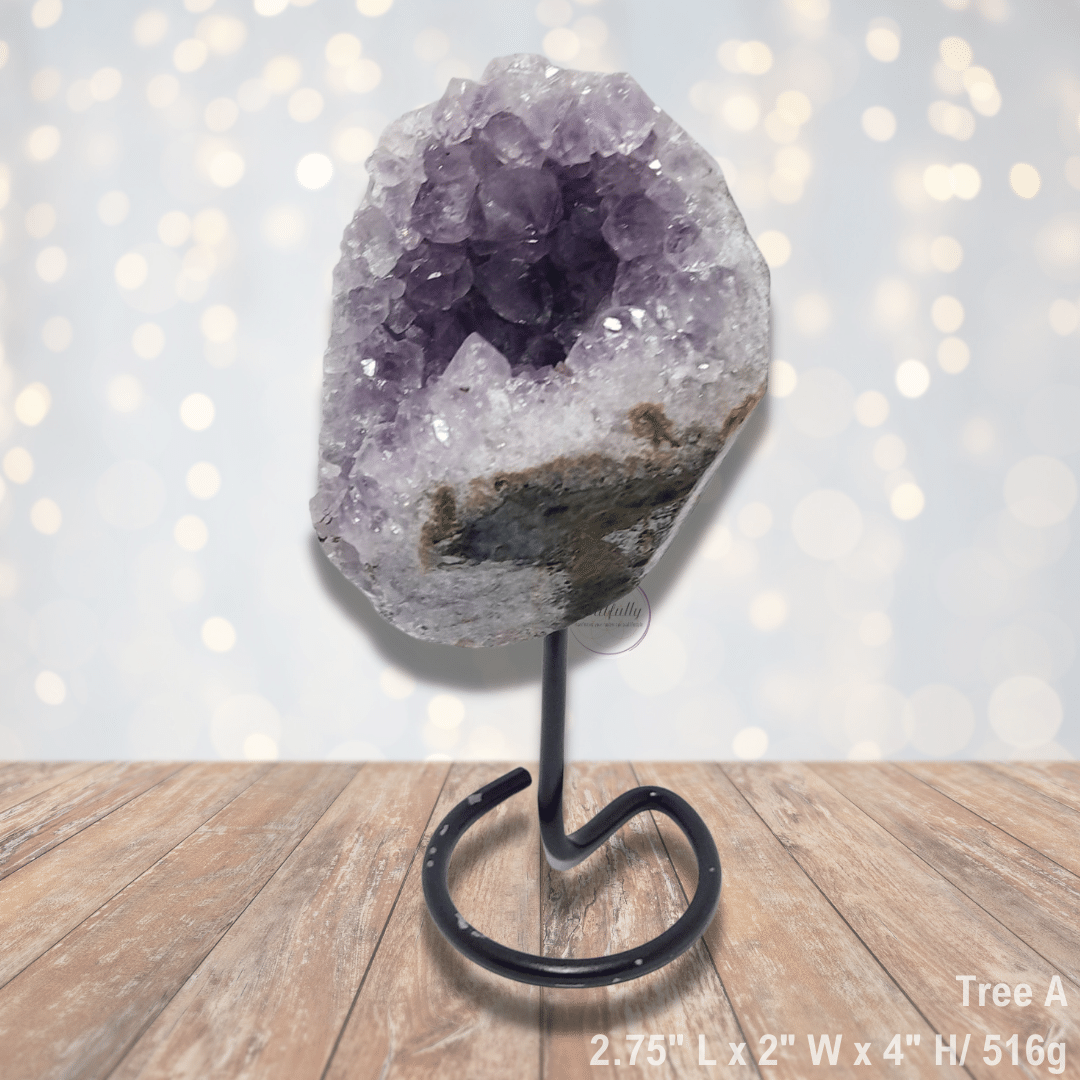 Amethyst Cluster Geode on Metal Stand