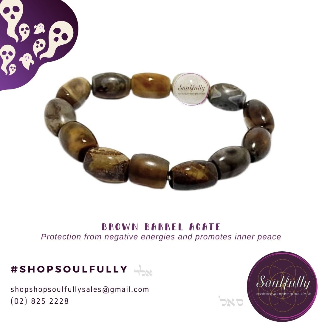 Agate, Brown Barrel Agate Bracelet