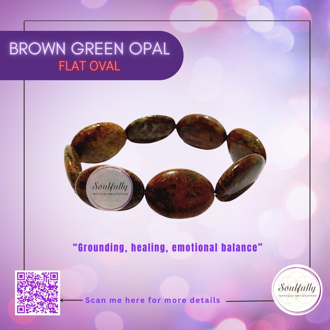 Opal, Brown Green FLAT Oval Opal Bracelet