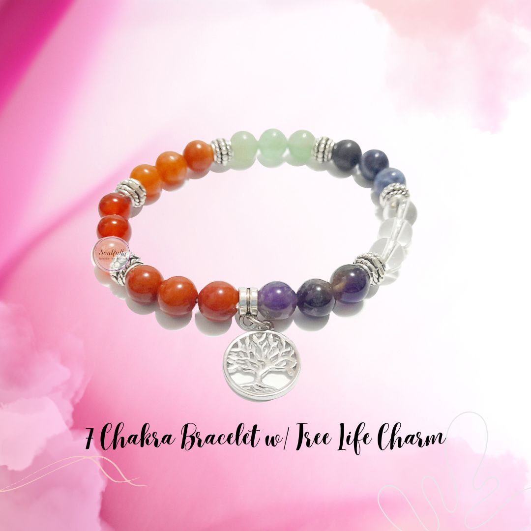 7 Chakra with Tree of Life Charm Bracelet