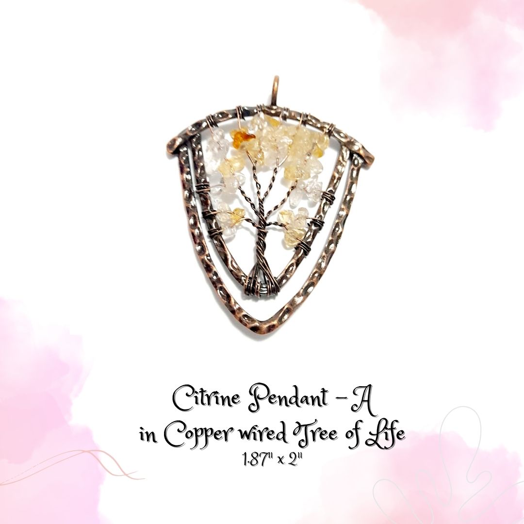 Citrine in Copper Wired Tree of Life Pendant A (ONLY for EUROPE)