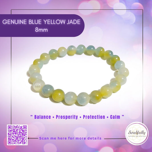 Jade. Geniune Blue Yellow Jade Bracelet