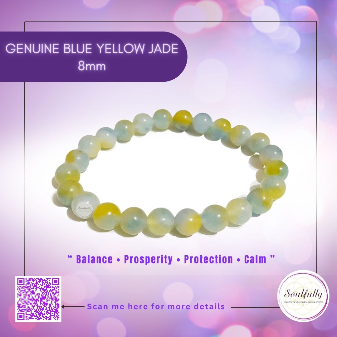 Jade. Geniune Blue Yellow Jade Bracelet