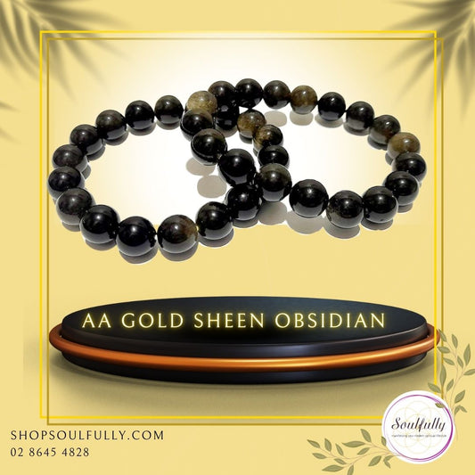 Obsidian, Gold Sheen Obsidian Grade AA (RARE) Bracelet