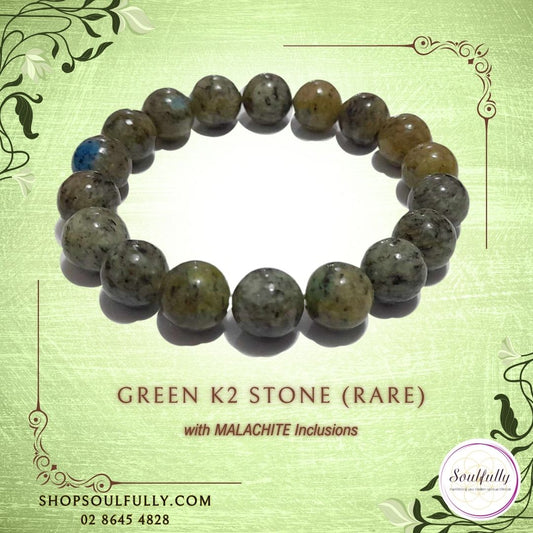 Green K2 Stone with Malachite inclusions (RARE) Bracelet