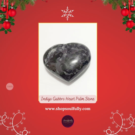 Indigo Gabrro / Merlinite HEART Shape Palm Stone