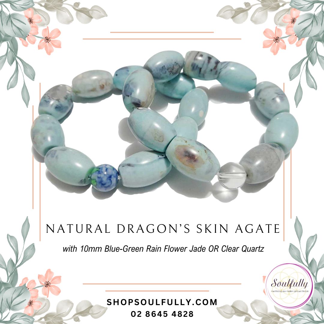 Agate, Natural Blue Dragon's Skin Agate Bracelet