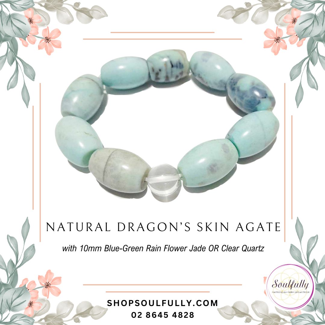 Agate, Natural Blue Dragon's Skin Agate Bracelet