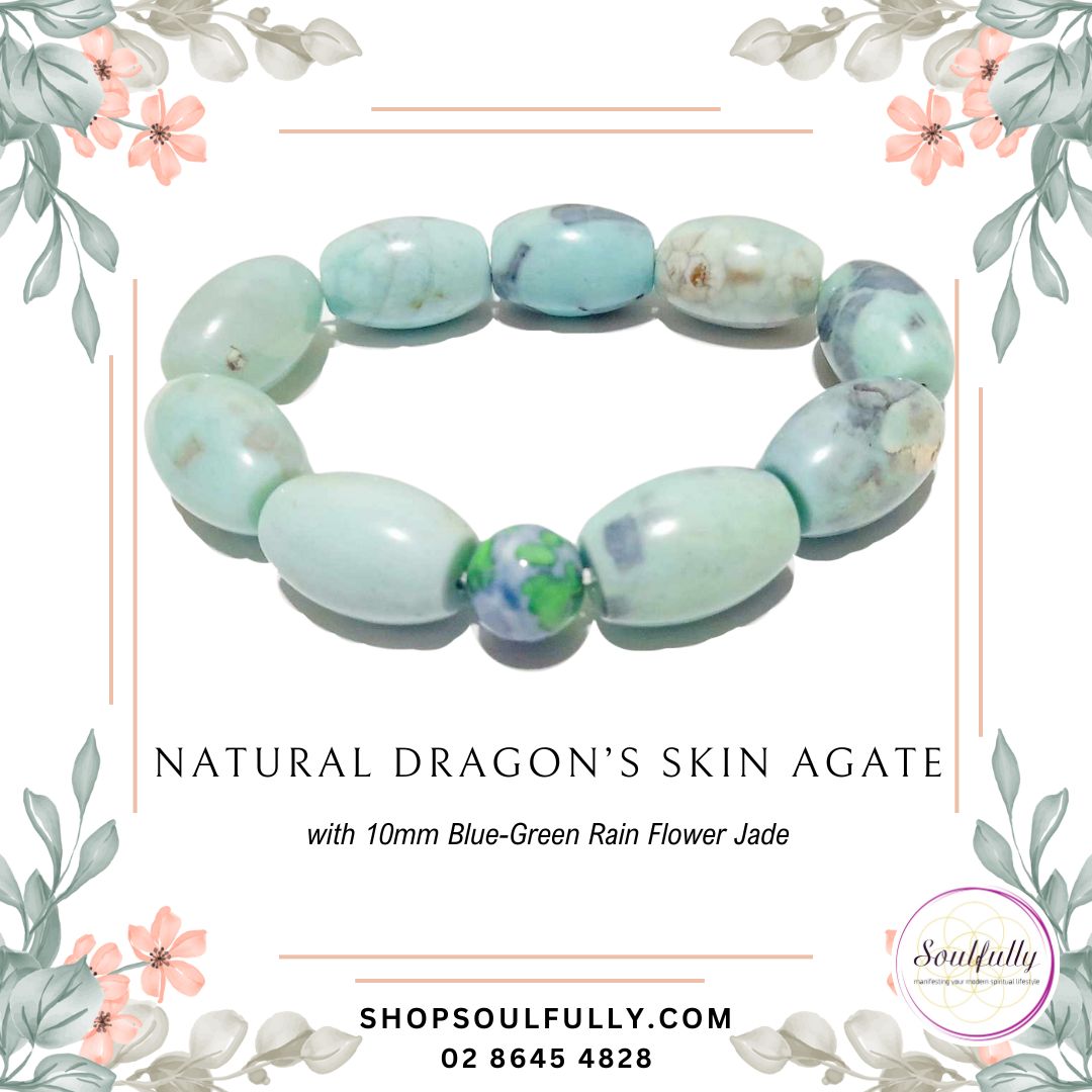 Agate, Natural Blue Dragon's Skin Agate Bracelet