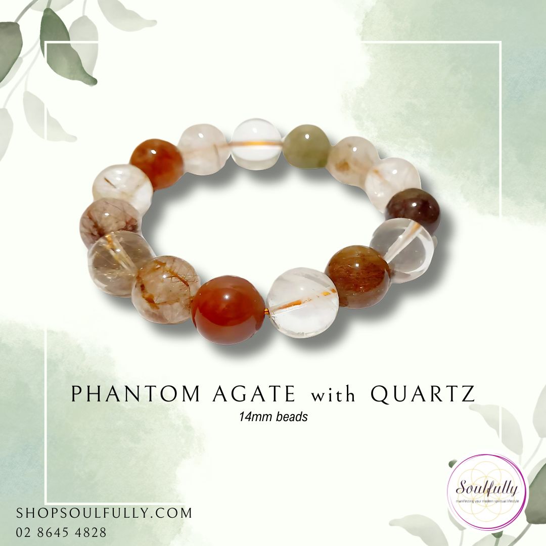 Agate, Phantom Agate with Quartz inclusions Bracelet