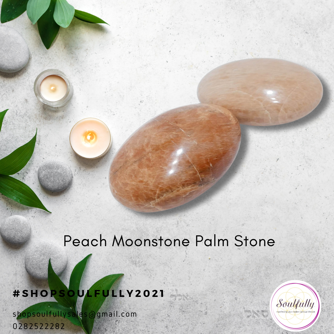 Peach Moonstone Palm Stones