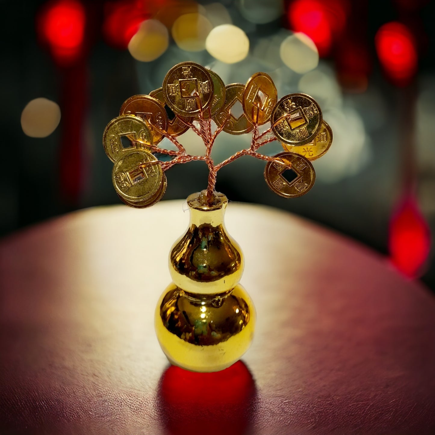 Fengshui Lucky Charm Tree in Gold Gourd/Wu lou