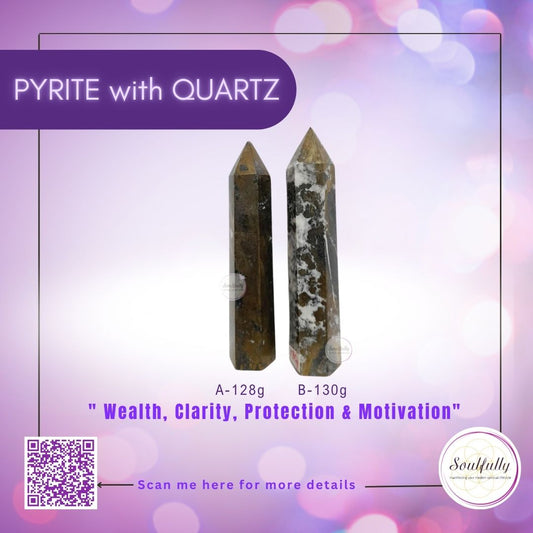 Small Single Terminated PYRITE with QUARTZ inclusion Tower Generator