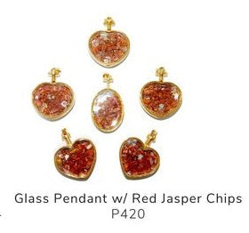 Red Jasper Chips in Glass Pendant