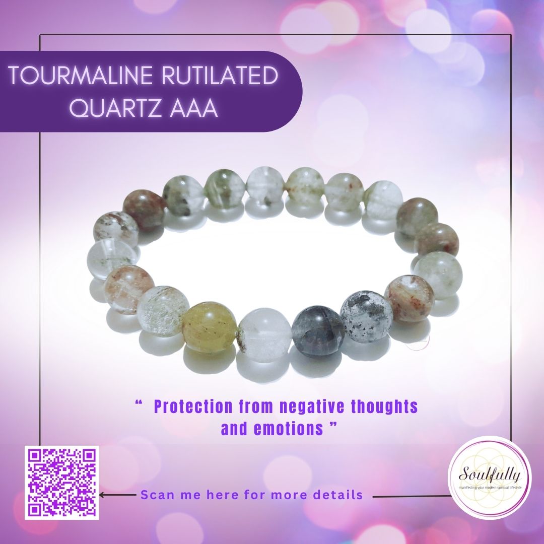 Tourmaline Rutilated Quartz AAA (Natural) Bracelet