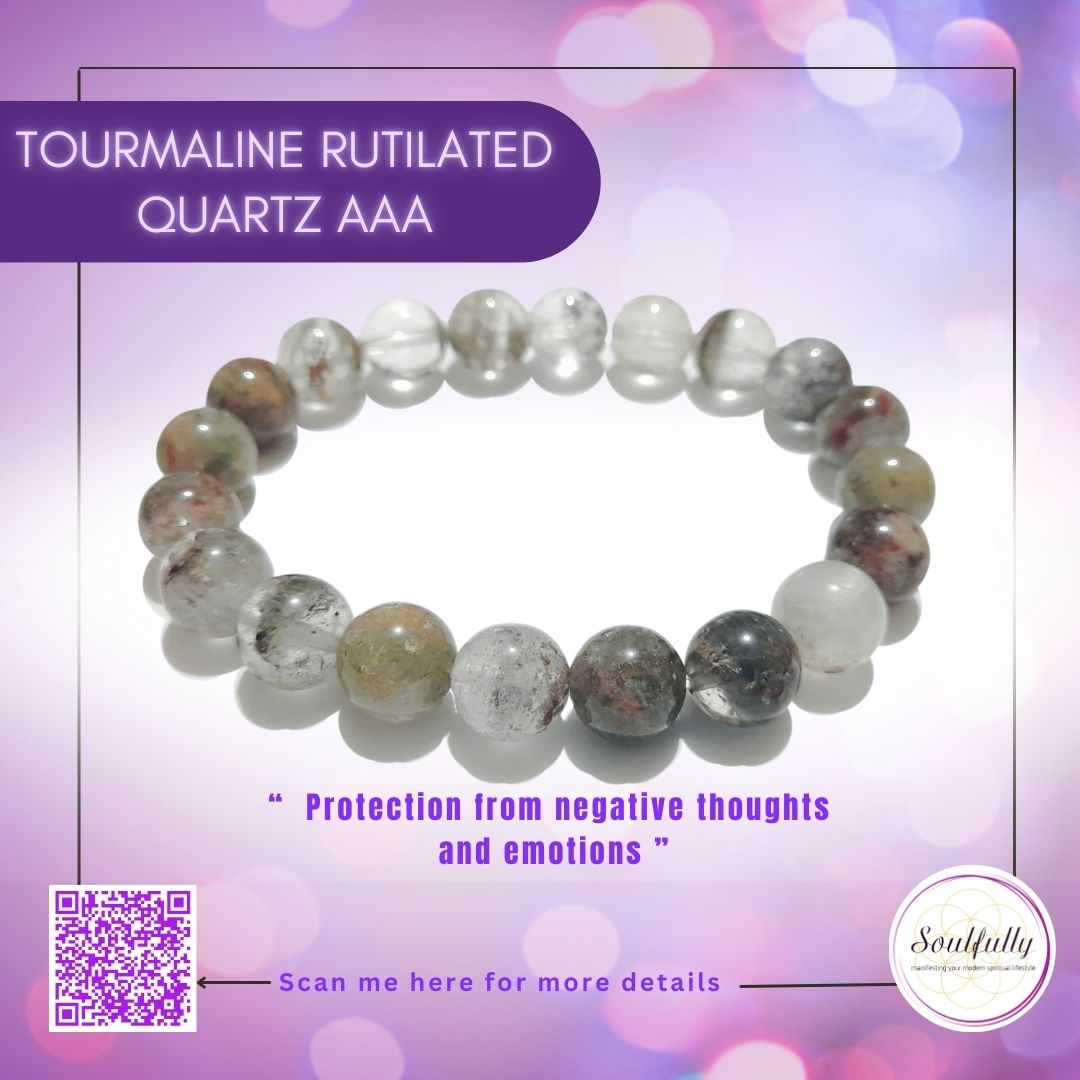 Tourmaline Rutilated Quartz AAA (Natural) Bracelet