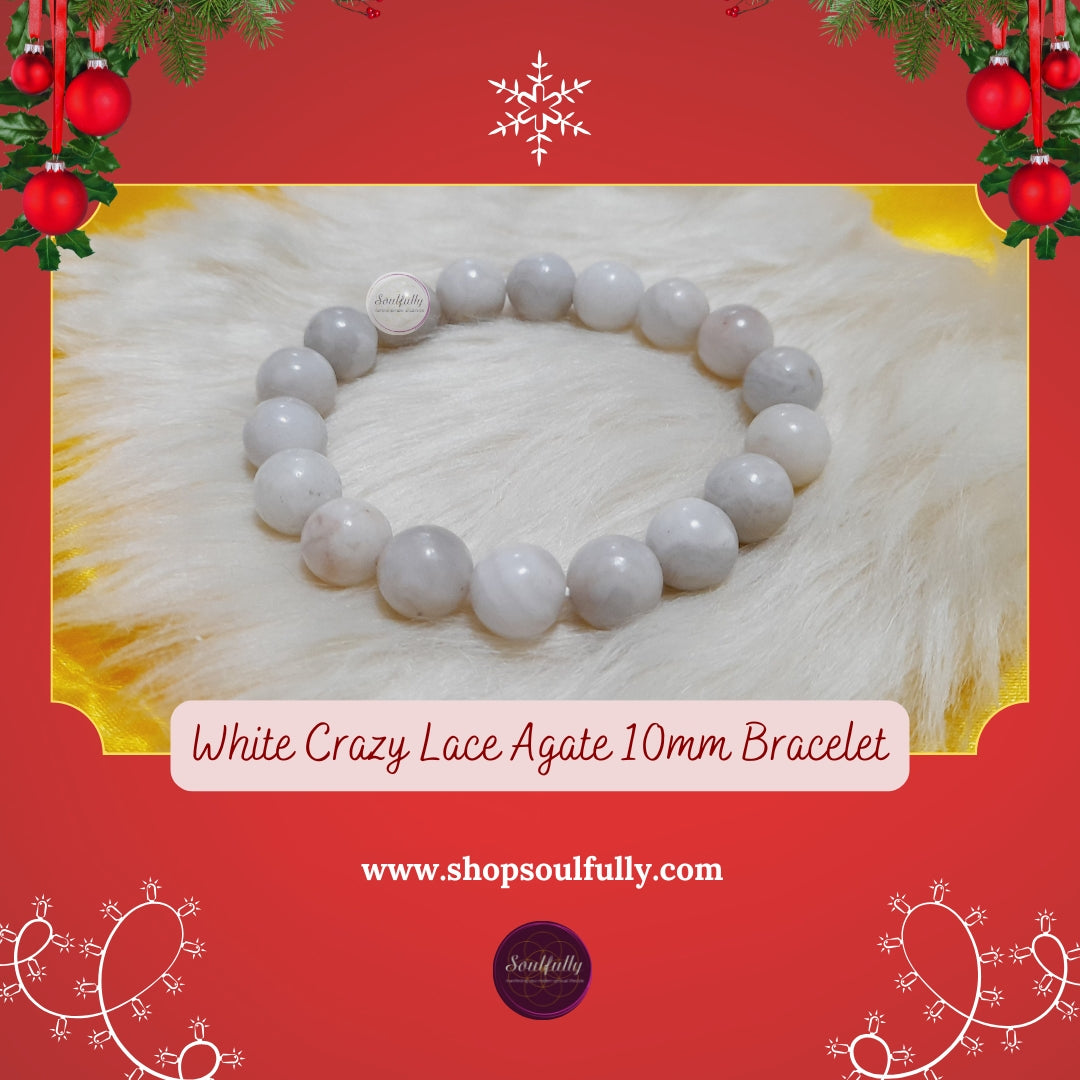 Agate, White Crazy Lace Agate Bracelet