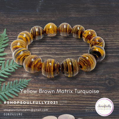 Turquoise, Yellow Brown Matrix Turquoise Bracelet